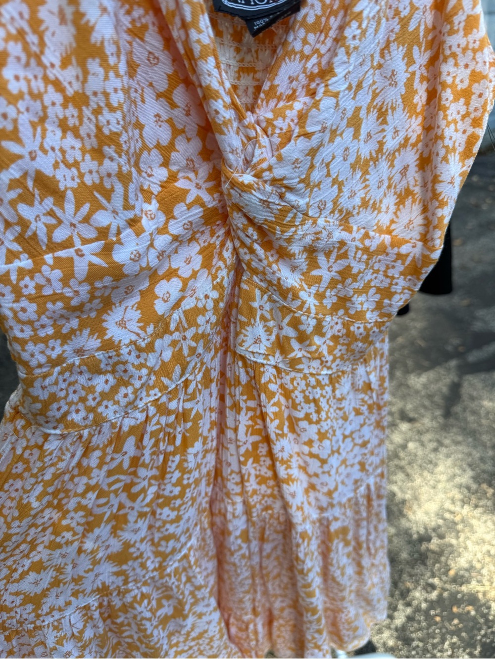 Angie Yellow & White Floral Twist-Front Mini Dress